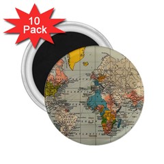 Vintage World Map 2 25  Magnets (10 Pack)  by pakminggu