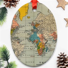 Vintage World Map Oval Ornament (two Sides) by pakminggu