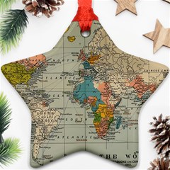 Vintage World Map Star Ornament (two Sides) by pakminggu