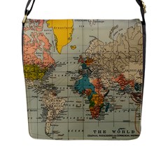 Vintage World Map Flap Closure Messenger Bag (l) by pakminggu