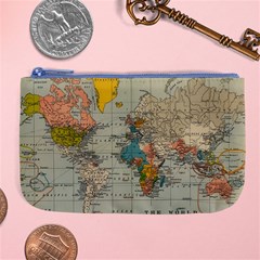 Vintage World Map Large Coin Purse by pakminggu