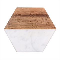 Vintage World Map Marble Wood Coaster (hexagon)  by pakminggu