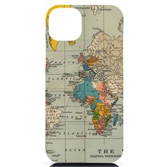 Vintage World Map Iphone 14 Plus Black Uv Print Case by pakminggu