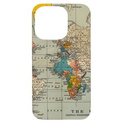 Vintage World Map Iphone 14 Pro Black Uv Print Case