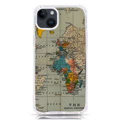 Vintage World Map Iphone 14 Plus Tpu Uv Print Case by pakminggu