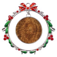 Annual-rings Metal X mas Wreath Ribbon Ornament