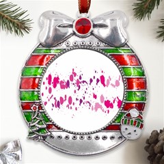 Blot-01  Metal X mas Ribbon With Red Crystal Round Ornament