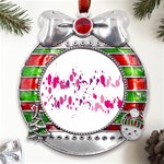 Blot-01  Metal X Mas Ribbon With Red Crystal Round Ornament Front