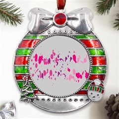 Blot-02 Metal X mas Ribbon With Red Crystal Round Ornament