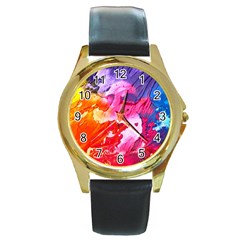 Colorful-100 Round Gold Metal Watch by nateshop