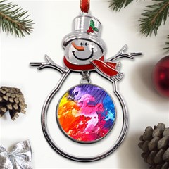 Colorful-100 Metal Snowman Ornament by nateshop