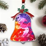 Colorful-100 Metal Holly Leaf Bell Ornament Front