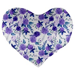 Violet-01 Large 19  Premium Flano Heart Shape Cushions by nateshop