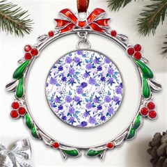 Violet-01 Metal X mas Wreath Ribbon Ornament