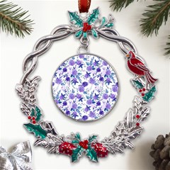 Violet-01 Metal X mas Wreath Holly leaf Ornament