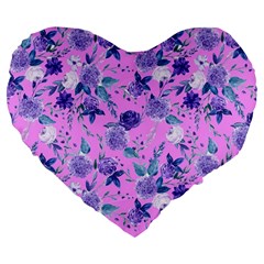 Violet-02 Large 19  Premium Flano Heart Shape Cushions by nateshop