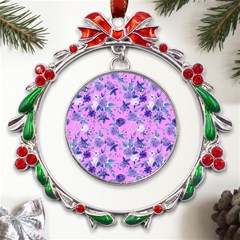 Violet-02 Metal X mas Wreath Ribbon Ornament by nateshop