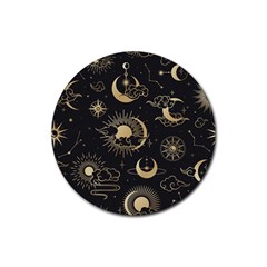 Asian Seamless Pattern With Clouds Moon Sun Stars Vector Collection Oriental Chinese Japanese Korean Rubber Coaster (round) by pakminggu