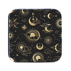 Asian Seamless Pattern With Clouds Moon Sun Stars Vector Collection Oriental Chinese Japanese Korean Square Metal Box (black) by pakminggu