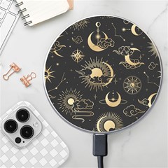 Asian Seamless Pattern With Clouds Moon Sun Stars Vector Collection Oriental Chinese Japanese Korean Wireless Fast Charger(white) by pakminggu