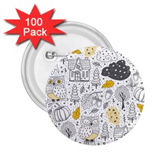 Doodle Seamless Pattern With Autumn Elements 2 25  Buttons (100 Pack)  by pakminggu