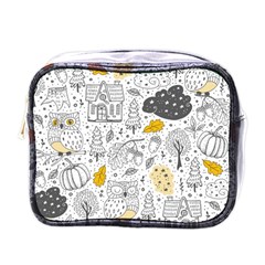 Doodle Seamless Pattern With Autumn Elements Mini Toiletries Bag (one Side) by pakminggu