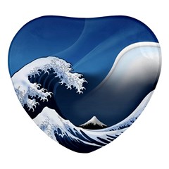 The Great Wave Off Kanagawa Heart Glass Fridge Magnet (4 Pack)