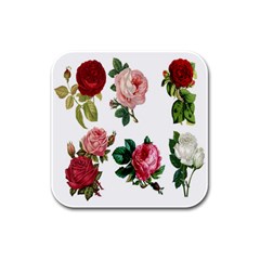 Roses-white Rubber Square Coaster (4 Pack) by nateshop