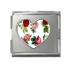 Roses-white Mega Link Heart Italian Charm (18mm) by nateshop