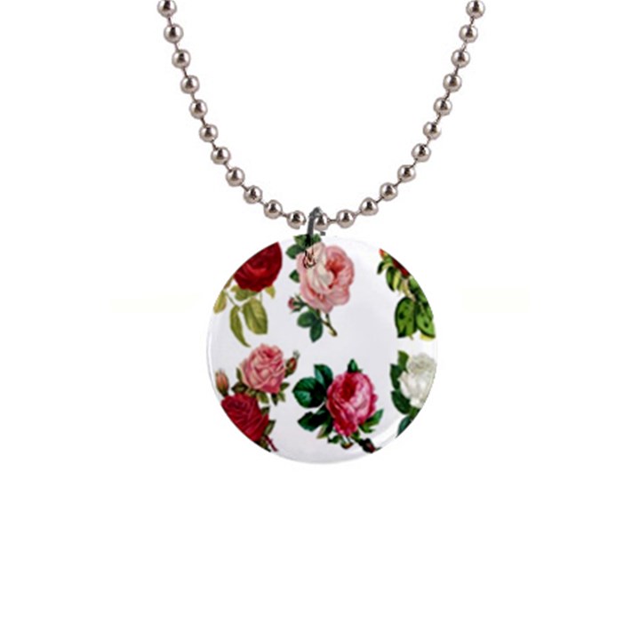 Roses-white 1  Button Necklace