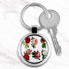 Roses-white Key Chain (round) by nateshop