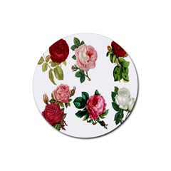 Roses-white Rubber Coaster (round) by nateshop