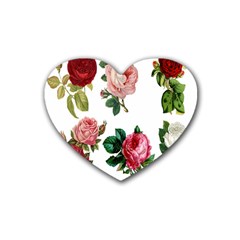 Roses-white Rubber Heart Coaster (4 Pack)