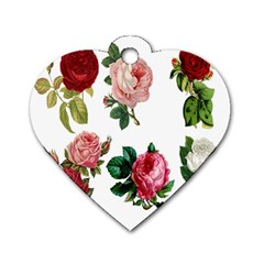 Roses-white Dog Tag Heart (two Sides) by nateshop