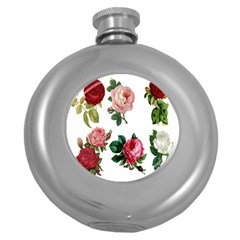 Roses-white Round Hip Flask (5 Oz) by nateshop