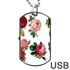 Roses-white Dog Tag Usb Flash (two Sides) by nateshop