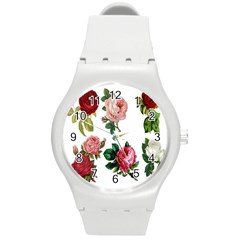 Roses-white Round Plastic Sport Watch (m) by nateshop