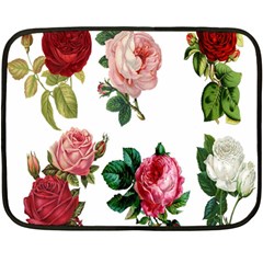 Roses-white Two Sides Fleece Blanket (mini) by nateshop