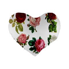 Roses-white Standard 16  Premium Heart Shape Cushions by nateshop