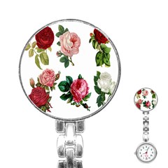 Roses-white Stainless Steel Nurses Watch