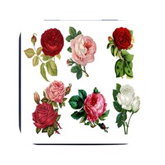 Roses-white Square Metal Box (black)