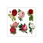 Roses-white Satin Bandana Scarf 22  x 22  Front