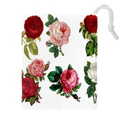 Roses-white Drawstring Pouch (5xl) by nateshop