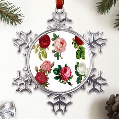 Roses-white Metal Large Snowflake Ornament by nateshop