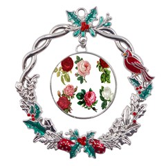 Roses-white Metal X mas Wreath Holly Leaf Ornament