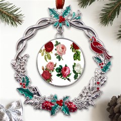 Roses-white Metal X mas Wreath Holly Leaf Ornament by nateshop