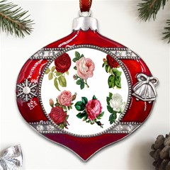 Roses-white Metal Snowflake And Bell Red Ornament