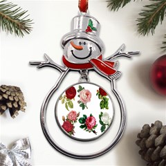 Roses-white Metal Snowman Ornament