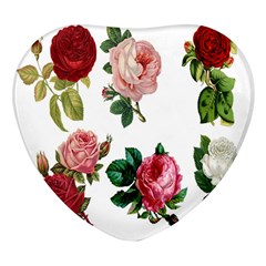 Roses-white Heart Glass Fridge Magnet (4 Pack)