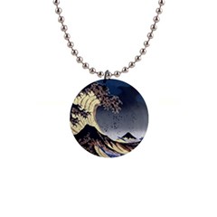 The Great Wave Off Kanagawa Japan Japanese Waves 1  Button Necklace by pakminggu